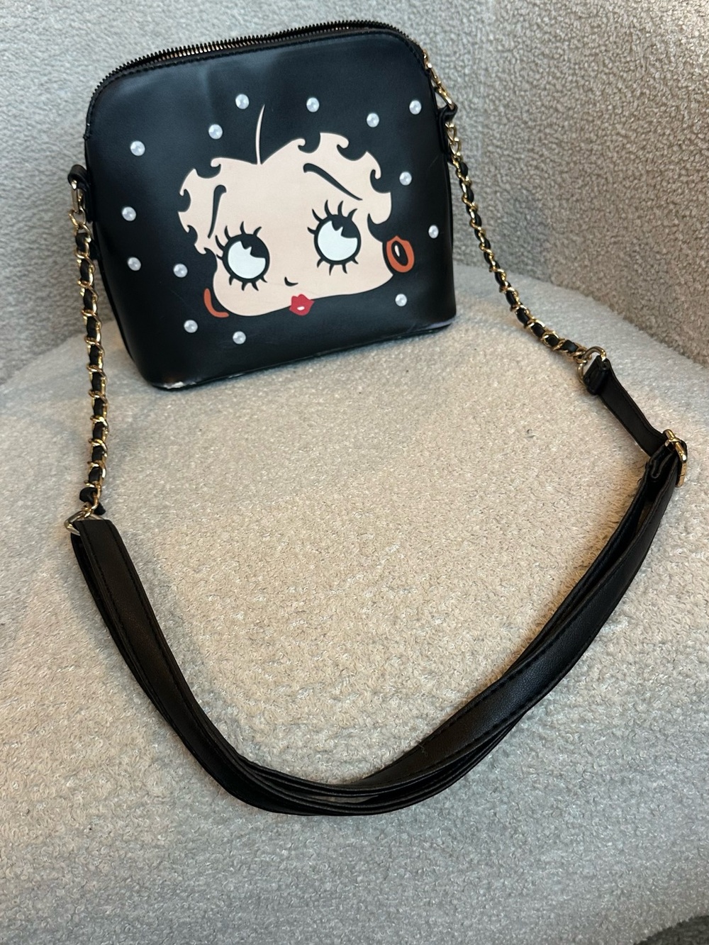 Black Betty Boop Crossbody Purse with adjustable Chain Strap